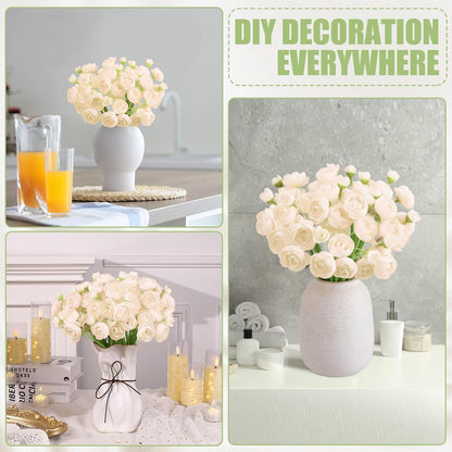 5 Bouquets Cream Ranunculus Artificial Flowers | 30 Pcs Silk Mini Faux Ranunculus Bouquet for Wedding, Bridal Shower, Centerpieces, and DIY Decorations