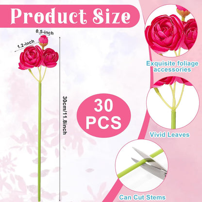 5 Bouquets Cream Ranunculus Artificial Flowers | 30 Pcs Silk Mini Faux Ranunculus Bouquet for Wedding, Bridal Shower, Centerpieces, and DIY Decorations