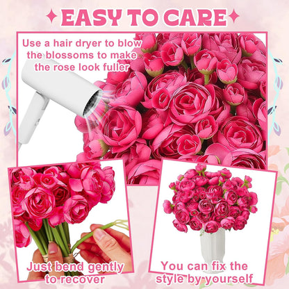 5 Bouquets Cream Ranunculus Artificial Flowers | 30 Pcs Silk Mini Faux Ranunculus Bouquet for Wedding, Bridal Shower, Centerpieces, and DIY Decorations