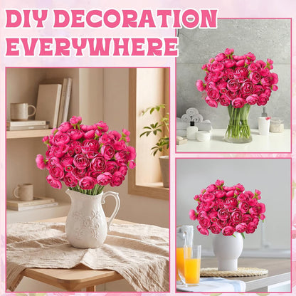 5 Bouquets Cream Ranunculus Artificial Flowers | 30 Pcs Silk Mini Faux Ranunculus Bouquet for Wedding, Bridal Shower, Centerpieces, and DIY Decorations