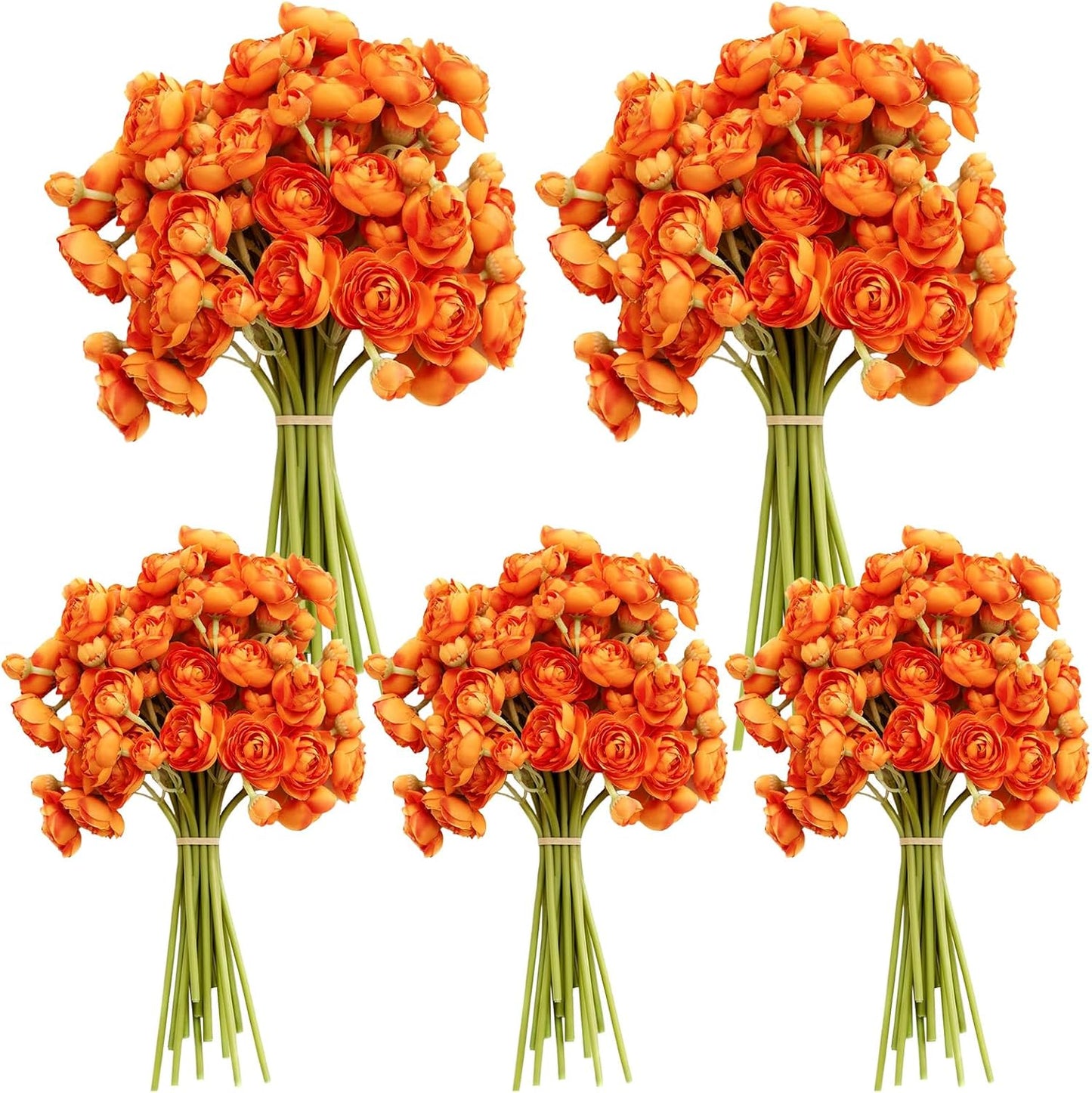 5 Bouquets Cream Ranunculus Artificial Flowers | 30 Pcs Silk Mini Faux Ranunculus Bouquet for Wedding, Bridal Shower, Centerpieces, and DIY Decorations