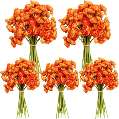 5 Bouquets Cream Ranunculus Artificial Flowers | 30 Pcs Silk Mini Faux Ranunculus Bouquet for Wedding, Bridal Shower, Centerpieces, and DIY Decorations