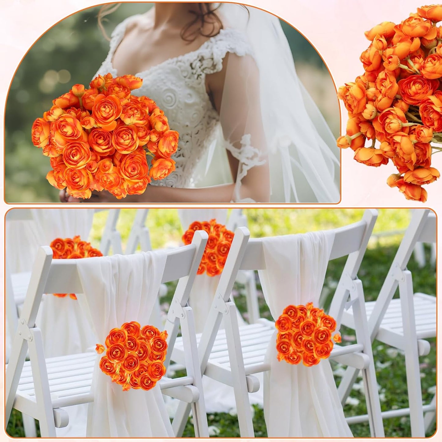5 Bouquets Cream Ranunculus Artificial Flowers | 30 Pcs Silk Mini Faux Ranunculus Bouquet for Wedding, Bridal Shower, Centerpieces, and DIY Decorations
