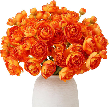 5 Bouquets Cream Ranunculus Artificial Flowers | 30 Pcs Silk Mini Faux Ranunculus Bouquet for Wedding, Bridal Shower, Centerpieces, and DIY Decorations