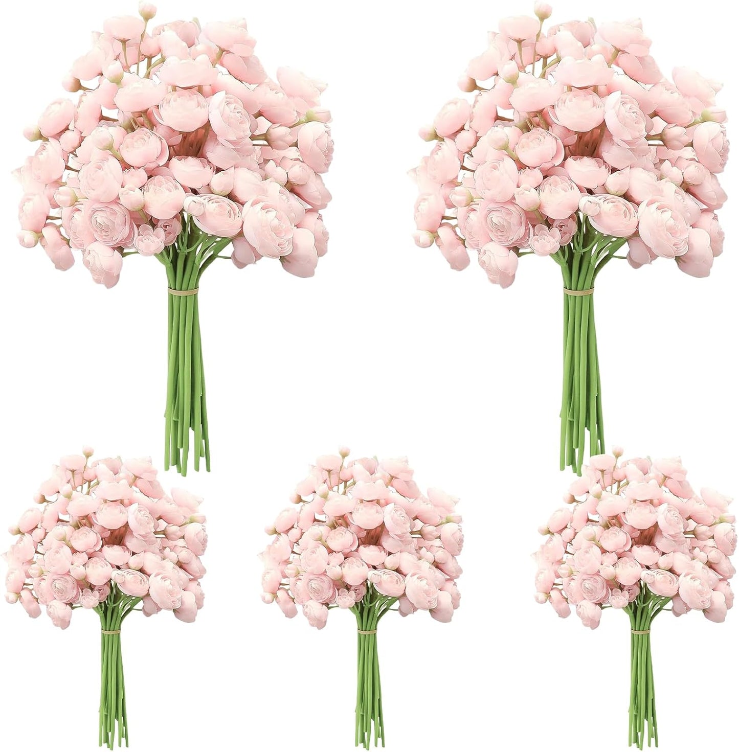 5 Bouquets Cream Ranunculus Artificial Flowers | 30 Pcs Silk Mini Faux Ranunculus Bouquet for Wedding, Bridal Shower, Centerpieces, and DIY Decorations