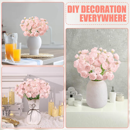 5 Bouquets Cream Ranunculus Artificial Flowers | 30 Pcs Silk Mini Faux Ranunculus Bouquet for Wedding, Bridal Shower, Centerpieces, and DIY Decorations