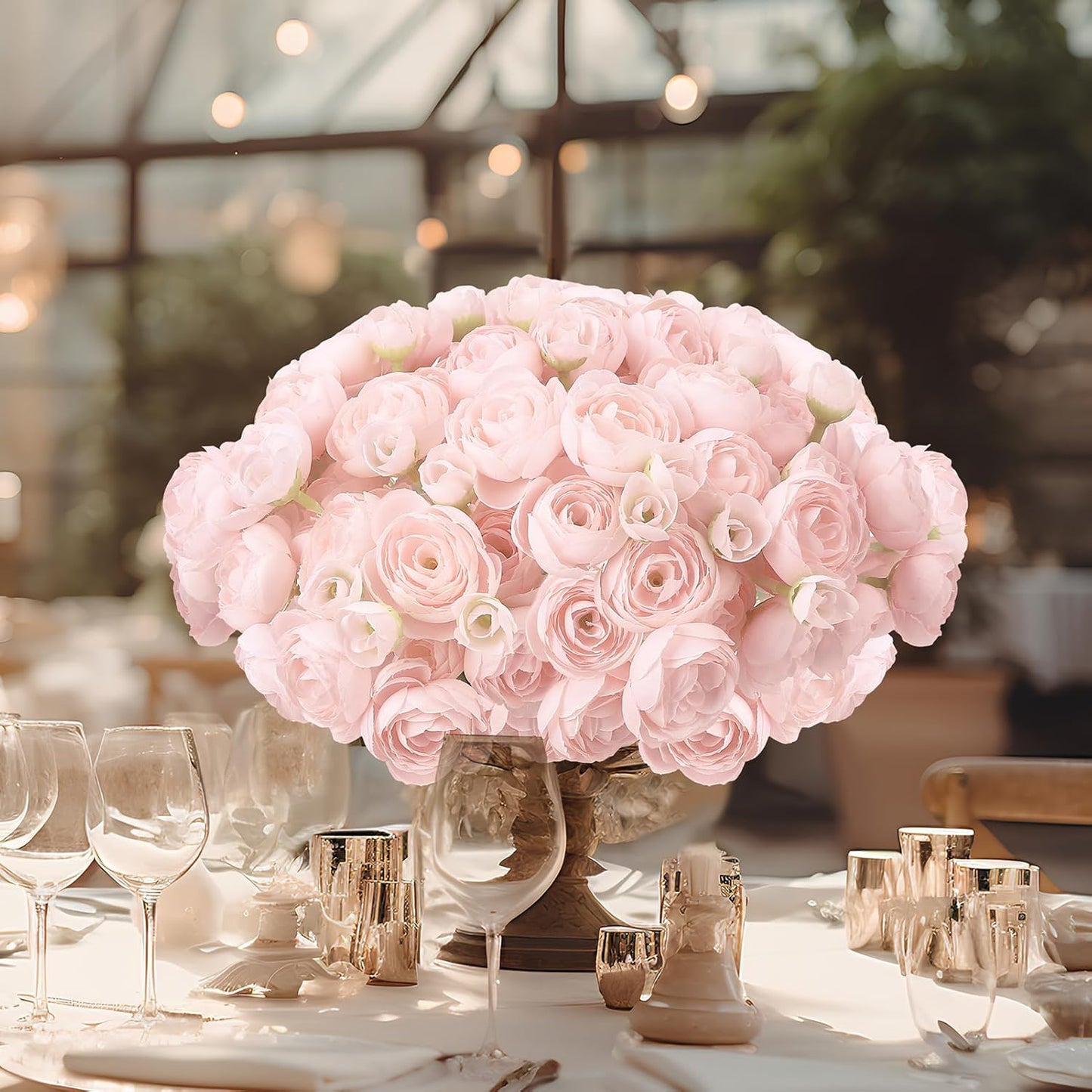 5 Bouquets Cream Ranunculus Artificial Flowers | 30 Pcs Silk Mini Faux Ranunculus Bouquet for Wedding, Bridal Shower, Centerpieces, and DIY Decorations