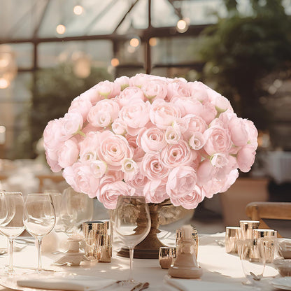 5 Bouquets Cream Ranunculus Artificial Flowers | 30 Pcs Silk Mini Faux Ranunculus Bouquet for Wedding, Bridal Shower, Centerpieces, and DIY Decorations