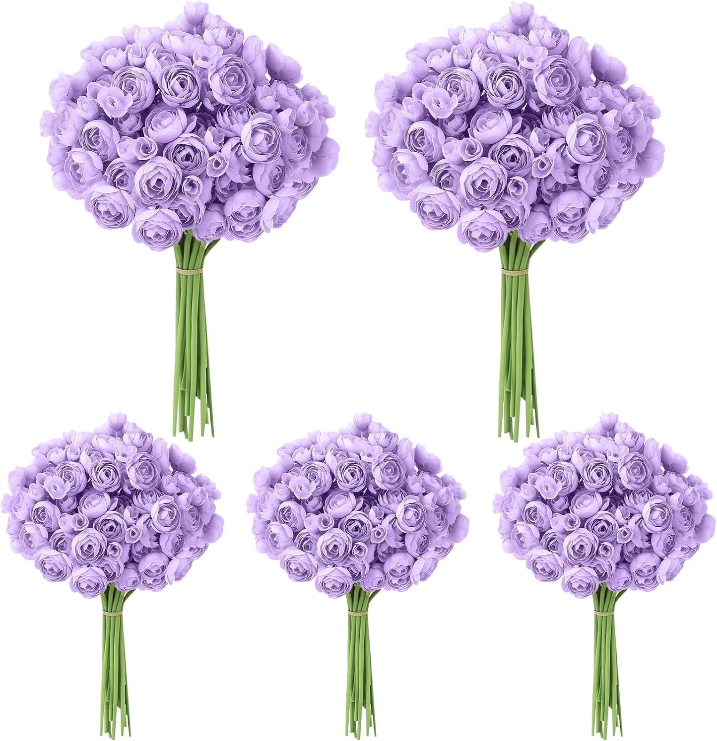 5 Bouquets Cream Ranunculus Artificial Flowers | 30 Pcs Silk Mini Faux Ranunculus Bouquet for Wedding, Bridal Shower, Centerpieces, and DIY Decorations