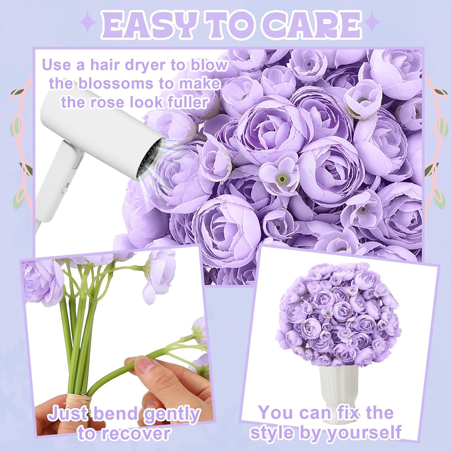 5 Bouquets Cream Ranunculus Artificial Flowers | 30 Pcs Silk Mini Faux Ranunculus Bouquet for Wedding, Bridal Shower, Centerpieces, and DIY Decorations