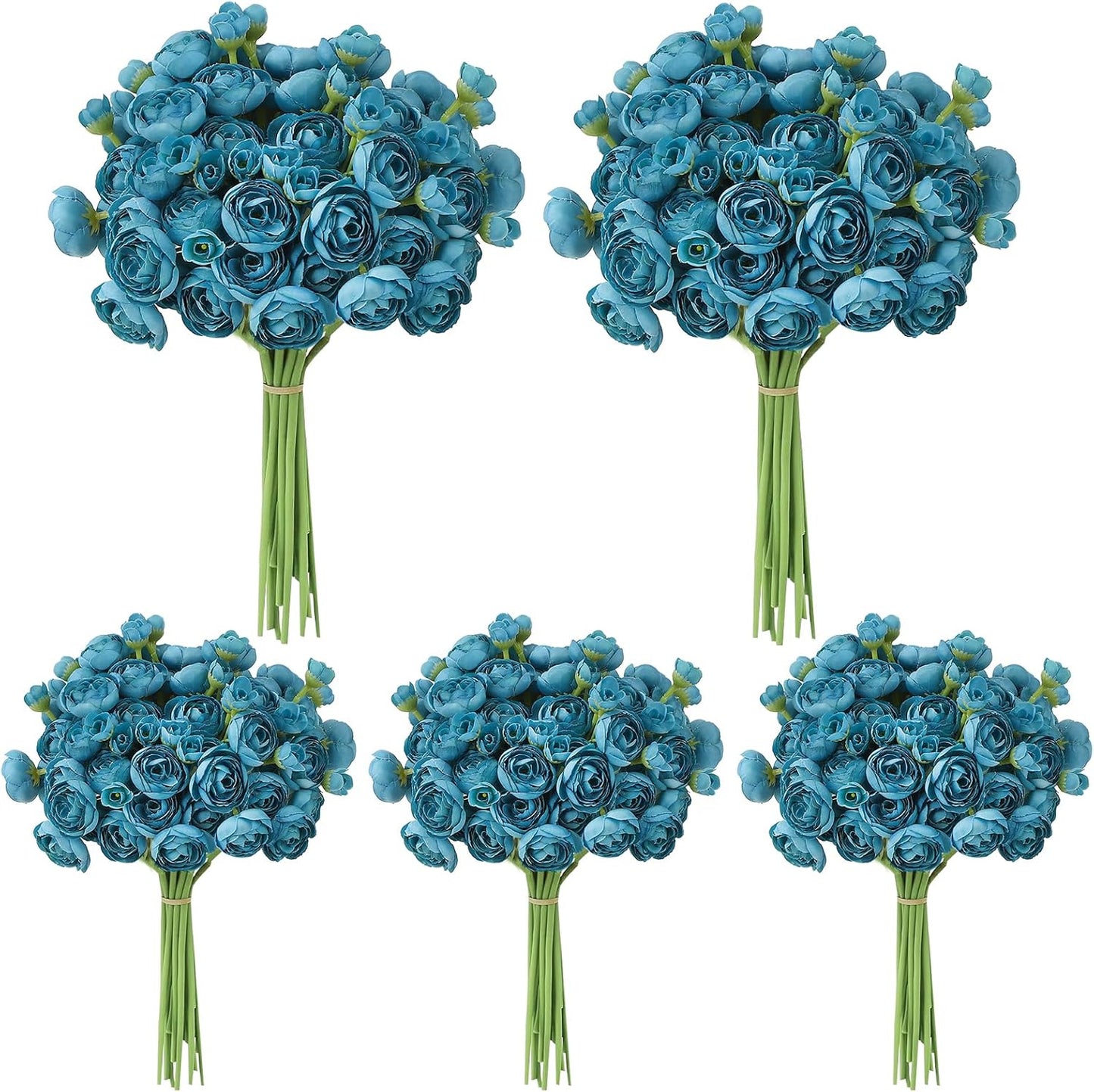 5 Bouquets Cream Ranunculus Artificial Flowers | 30 Pcs Silk Mini Faux Ranunculus Bouquet for Wedding, Bridal Shower, Centerpieces, and DIY Decorations