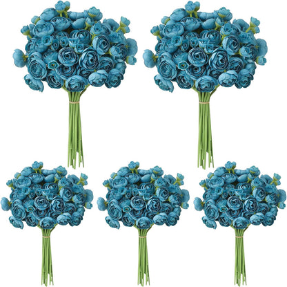 5 Bouquets Cream Ranunculus Artificial Flowers | 30 Pcs Silk Mini Faux Ranunculus Bouquet for Wedding, Bridal Shower, Centerpieces, and DIY Decorations