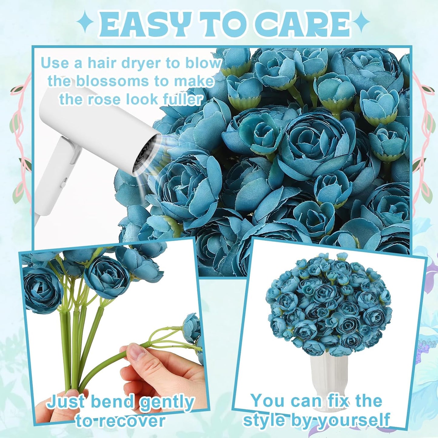 5 Bouquets Cream Ranunculus Artificial Flowers | 30 Pcs Silk Mini Faux Ranunculus Bouquet for Wedding, Bridal Shower, Centerpieces, and DIY Decorations