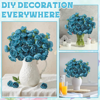 5 Bouquets Cream Ranunculus Artificial Flowers | 30 Pcs Silk Mini Faux Ranunculus Bouquet for Wedding, Bridal Shower, Centerpieces, and DIY Decorations