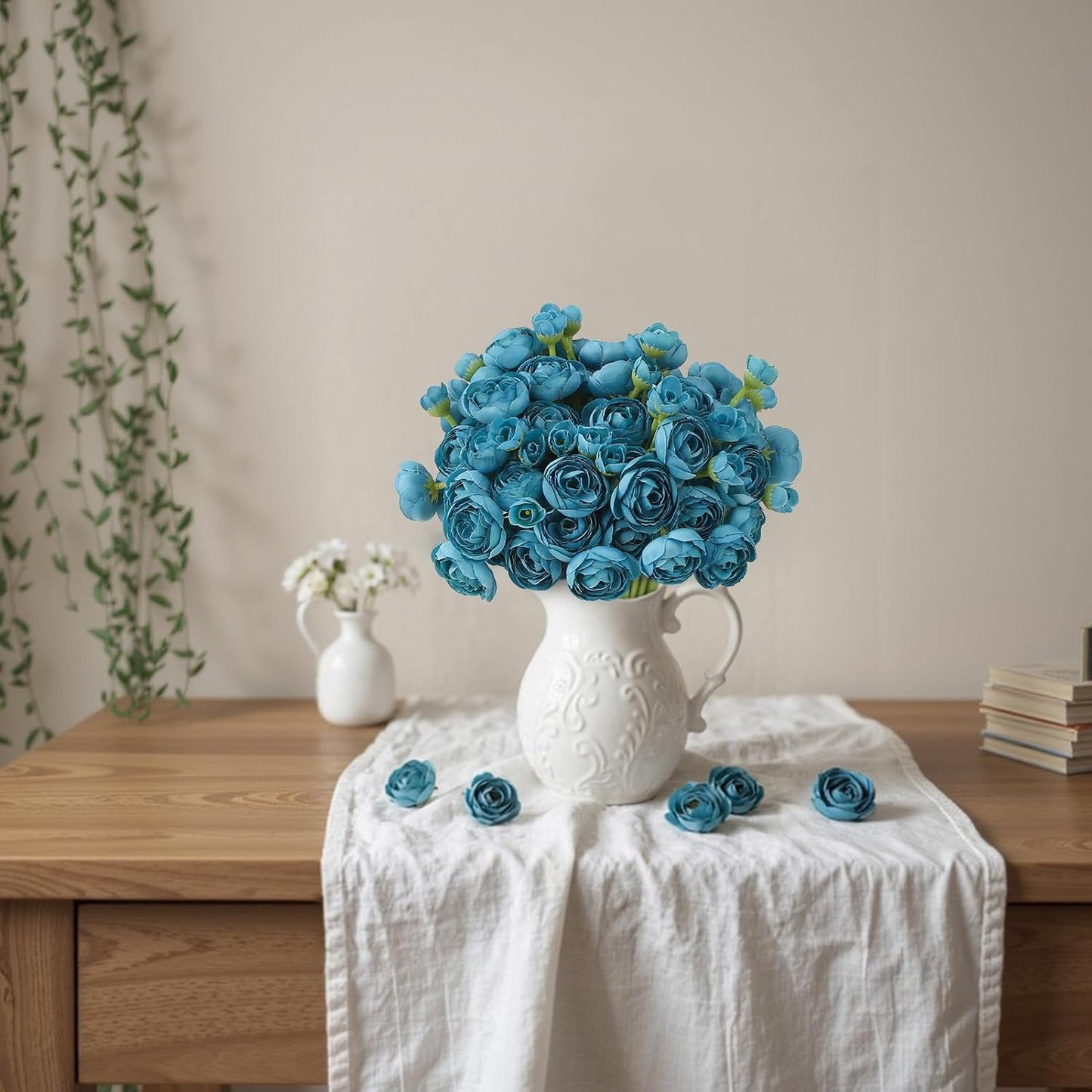 5 Bouquets Cream Ranunculus Artificial Flowers | 30 Pcs Silk Mini Faux Ranunculus Bouquet for Wedding, Bridal Shower, Centerpieces, and DIY Decorations