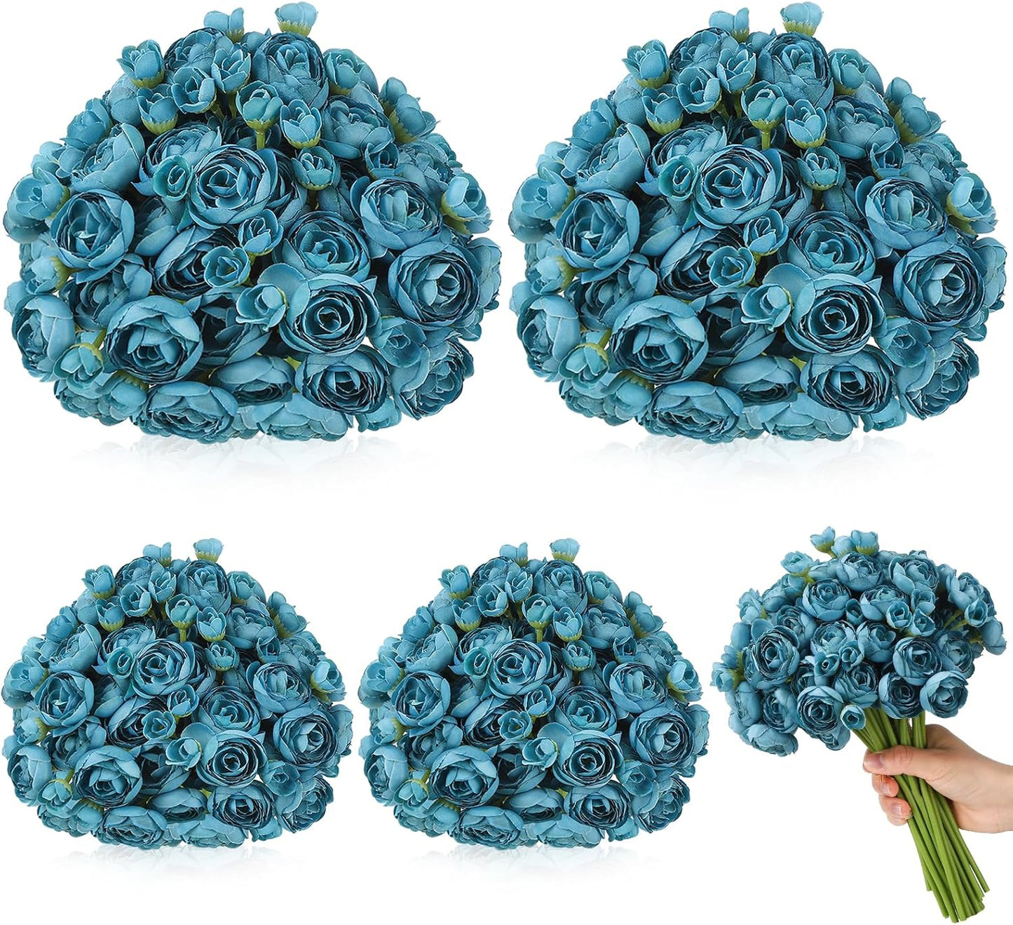 5 Bouquets Cream Ranunculus Artificial Flowers | 30 Pcs Silk Mini Faux Ranunculus Bouquet for Wedding, Bridal Shower, Centerpieces, and DIY Decorations