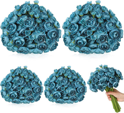 5 Bouquets Cream Ranunculus Artificial Flowers | 30 Pcs Silk Mini Faux Ranunculus Bouquet for Wedding, Bridal Shower, Centerpieces, and DIY Decorations