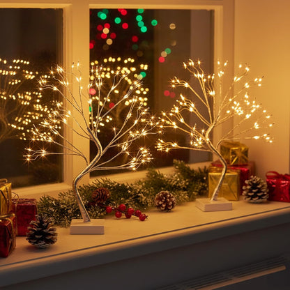 Home Decorations Light Up White Birch Tree Indoor Christmas Decor, 4 Pack Battery Operated/USB Lighted Tabletop Money Tree Lamp Led Lights Xmas Wedding Centerpiece Table Room (2 Ft)