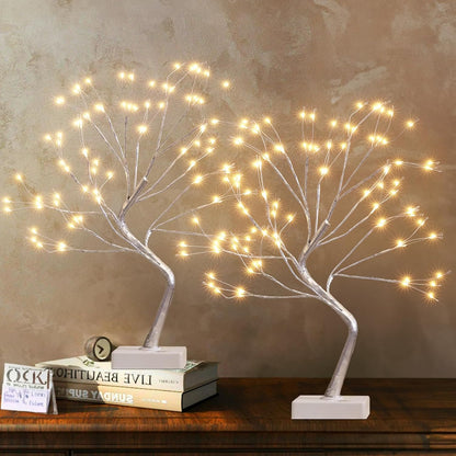 Home Decorations Light Up White Birch Tree Indoor Christmas Decor, 4 Pack Battery Operated/USB Lighted Tabletop Money Tree Lamp Led Lights Xmas Wedding Centerpiece Table Room (2 Ft)