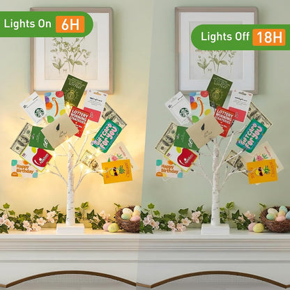 Home Decorations Light Up White Birch Tree Indoor Christmas Decor, 4 Pack Battery Operated/USB Lighted Tabletop Money Tree Lamp Led Lights Xmas Wedding Centerpiece Table Room (2 Ft)