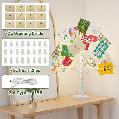 Home Decorations Light Up White Birch Tree Indoor Christmas Decor, 4 Pack Battery Operated/USB Lighted Tabletop Money Tree Lamp Led Lights Xmas Wedding Centerpiece Table Room (2 Ft)