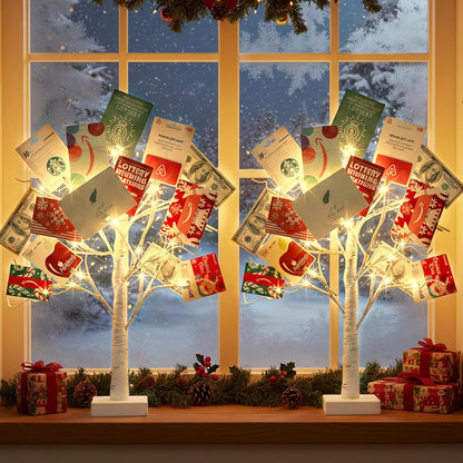 Home Decorations Light Up White Birch Tree Indoor Christmas Decor, 4 Pack Battery Operated/USB Lighted Tabletop Money Tree Lamp Led Lights Xmas Wedding Centerpiece Table Room (2 Ft)