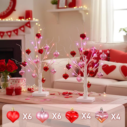 Home Decorations Light Up White Birch Tree Indoor Christmas Decor, 4 Pack Battery Operated/USB Lighted Tabletop Money Tree Lamp Led Lights Xmas Wedding Centerpiece Table Room (2 Ft)