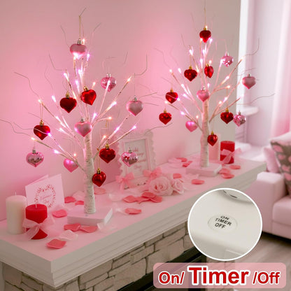 Home Decorations Light Up White Birch Tree Indoor Christmas Decor, 4 Pack Battery Operated/USB Lighted Tabletop Money Tree Lamp Led Lights Xmas Wedding Centerpiece Table Room (2 Ft)
