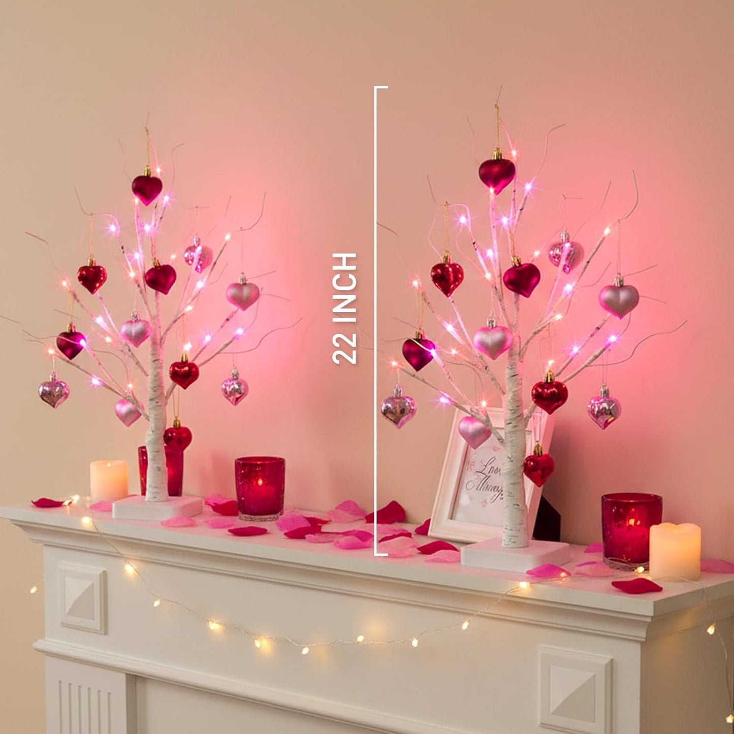 Home Decorations Light Up White Birch Tree Indoor Christmas Decor, 4 Pack Battery Operated/USB Lighted Tabletop Money Tree Lamp Led Lights Xmas Wedding Centerpiece Table Room (2 Ft)