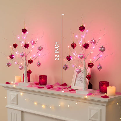 Home Decorations Light Up White Birch Tree Indoor Christmas Decor, 4 Pack Battery Operated/USB Lighted Tabletop Money Tree Lamp Led Lights Xmas Wedding Centerpiece Table Room (2 Ft)