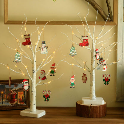 Home Decorations Light Up White Birch Tree Indoor Christmas Decor, 4 Pack Battery Operated/USB Lighted Tabletop Money Tree Lamp Led Lights Xmas Wedding Centerpiece Table Room (2 Ft)