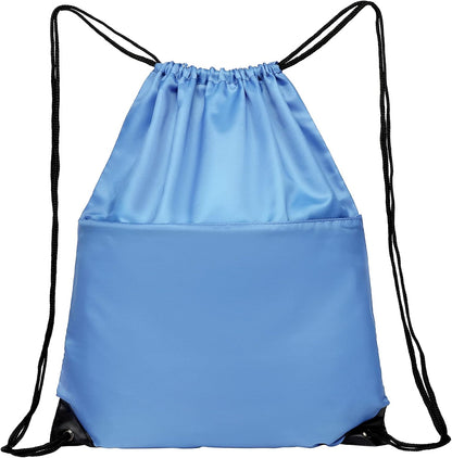 Drawstring Backpack Sports Water Resistant String Bag Sport Gym Sackpack for Women Men Large with Zipper, Yellow