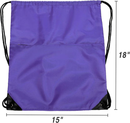 Drawstring Backpack Sports Water Resistant String Bag Sport Gym Sackpack for Women Men Large with Zipper, Yellow