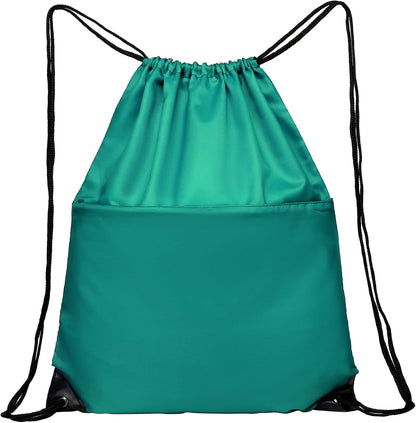 Drawstring Backpack Sports Water Resistant String Bag Sport Gym Sackpack for Women Men Large with Zipper, Yellow