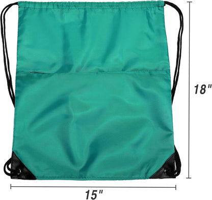 Drawstring Backpack Sports Water Resistant String Bag Sport Gym Sackpack for Women Men Large with Zipper, Yellow
