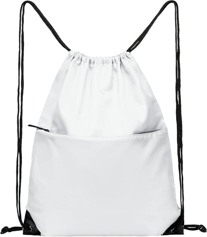 Drawstring Backpack Sports Water Resistant String Bag Sport Gym Sackpack for Women Men Large with Zipper, Yellow