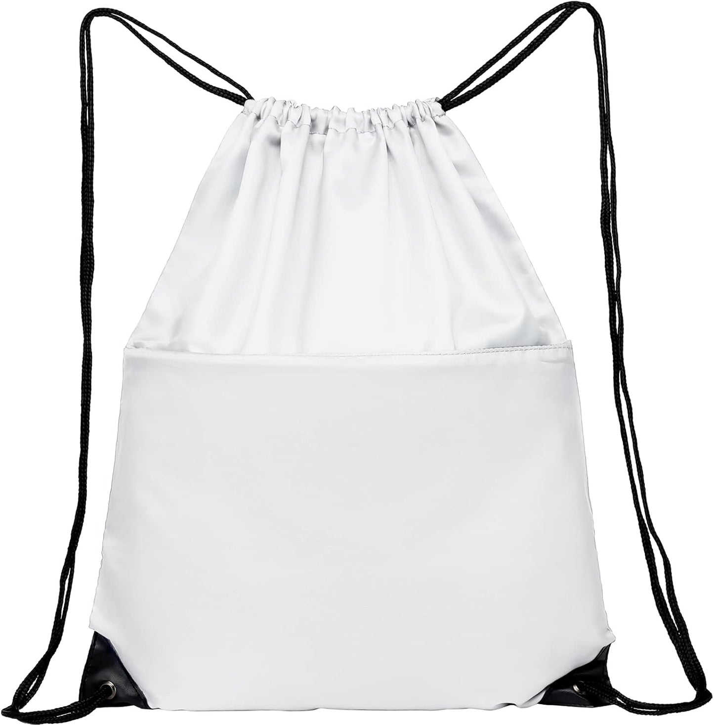 Drawstring Backpack Sports Water Resistant String Bag Sport Gym Sackpack for Women Men Large with Zipper, Yellow