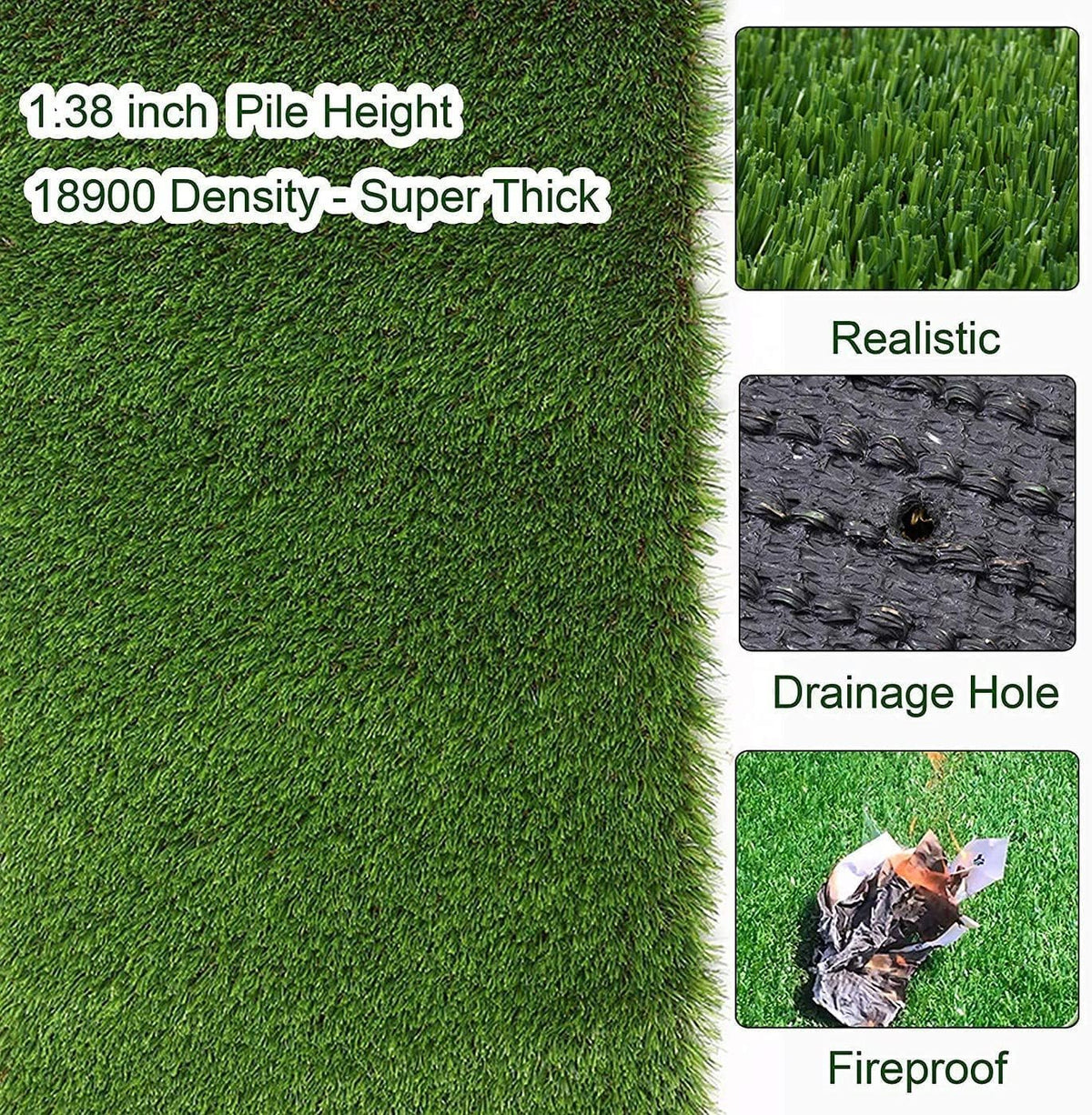 Customized Sizes Artificial Grass Turf 3FTX10FT(30 Square FT) - Indoor Outdoor Garden Lawn Landscape Balcony Synthetic Turf Mat - Thick Fake Grass Pet Pad