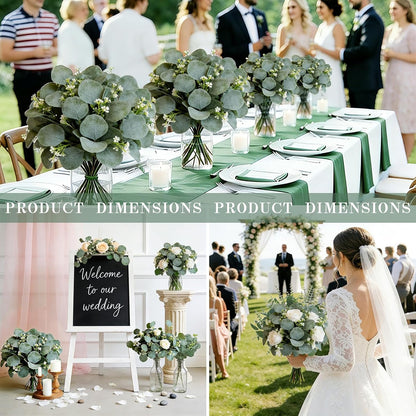 40 Pcs Faux Eucalyptus Leaves Stems Bulk Silver Dollar White Seed Artificial Greenery Stems Fake Sprays Branches for Wedding Table Centerpiece Bouquet Garland Floral Arrangement Home Decor