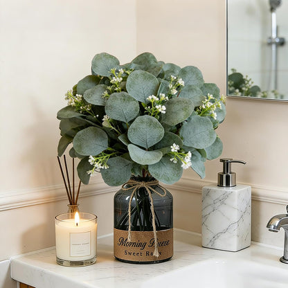40 Pcs Faux Eucalyptus Leaves Stems Bulk Silver Dollar White Seed Artificial Greenery Stems Fake Sprays Branches for Wedding Table Centerpiece Bouquet Garland Floral Arrangement Home Decor