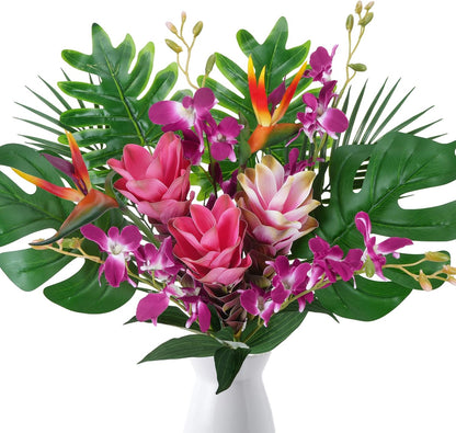 15PCS Tropical Flowers Artificial, Summer Bouquet Set, Hawaiian Flowers