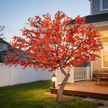 Large Japanese Red Maple Faux Tree - Artificial Tree High Fake Silk Plant for Indoor/Outdoor Scenery Upgrade Landscape (5FT)