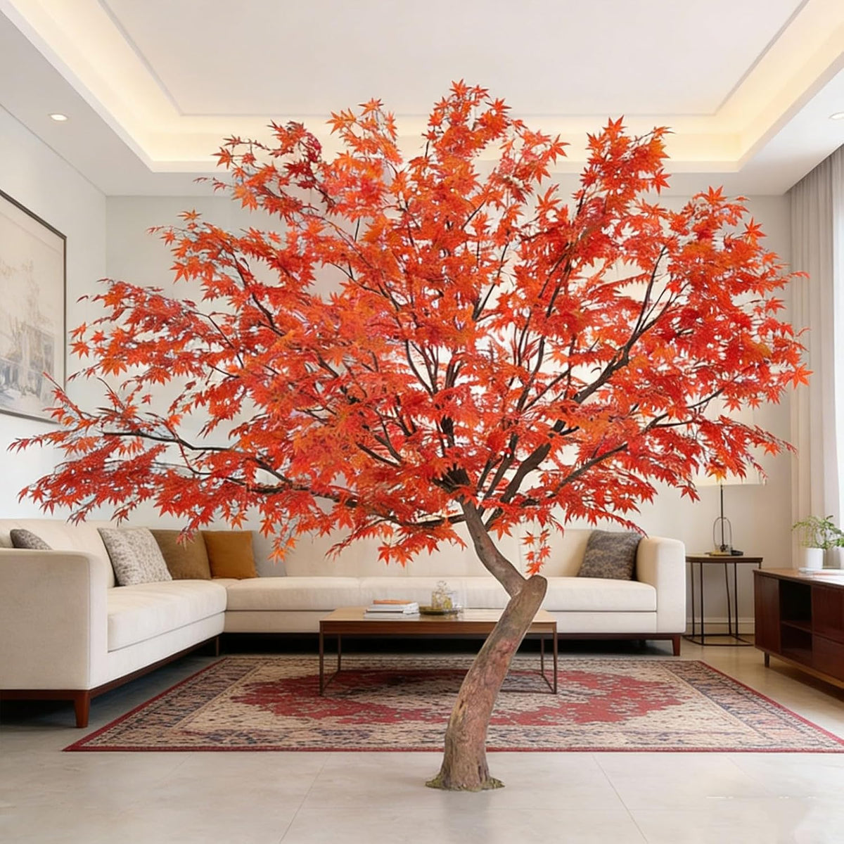 Large Japanese Red Maple Faux Tree - Artificial Tree High Fake Silk Plant for Indoor/Outdoor Scenery Upgrade Landscape (5FT)