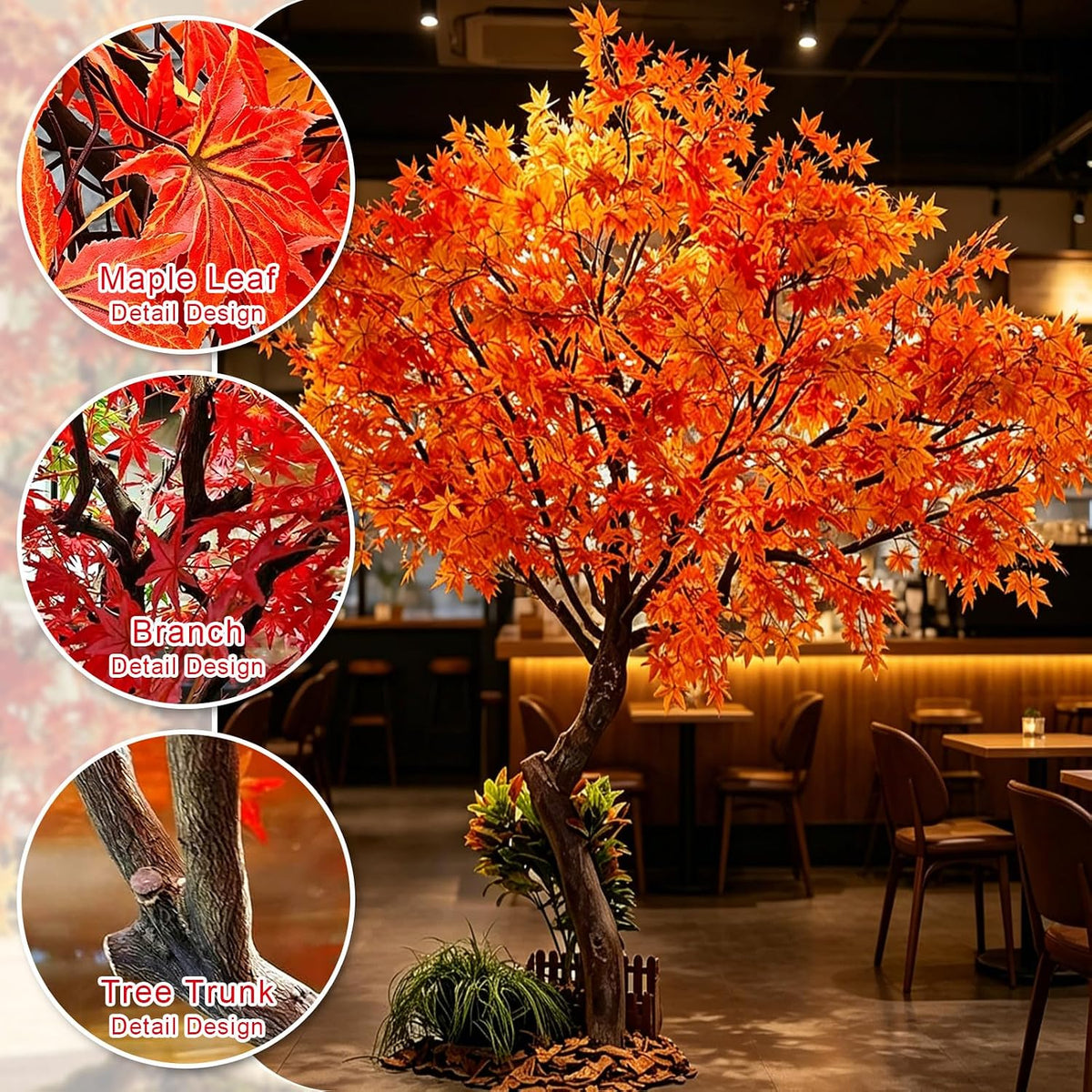 Large Japanese Red Maple Faux Tree - Artificial Tree High Fake Silk Plant for Indoor/Outdoor Scenery Upgrade Landscape (5FT)