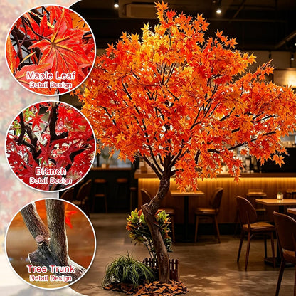 Large Japanese Red Maple Faux Tree - Artificial Tree High Fake Silk Plant for Indoor/Outdoor Scenery Upgrade Landscape (5FT)