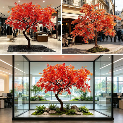 Large Japanese Red Maple Faux Tree - Artificial Tree High Fake Silk Plant for Indoor/Outdoor Scenery Upgrade Landscape (5FT)