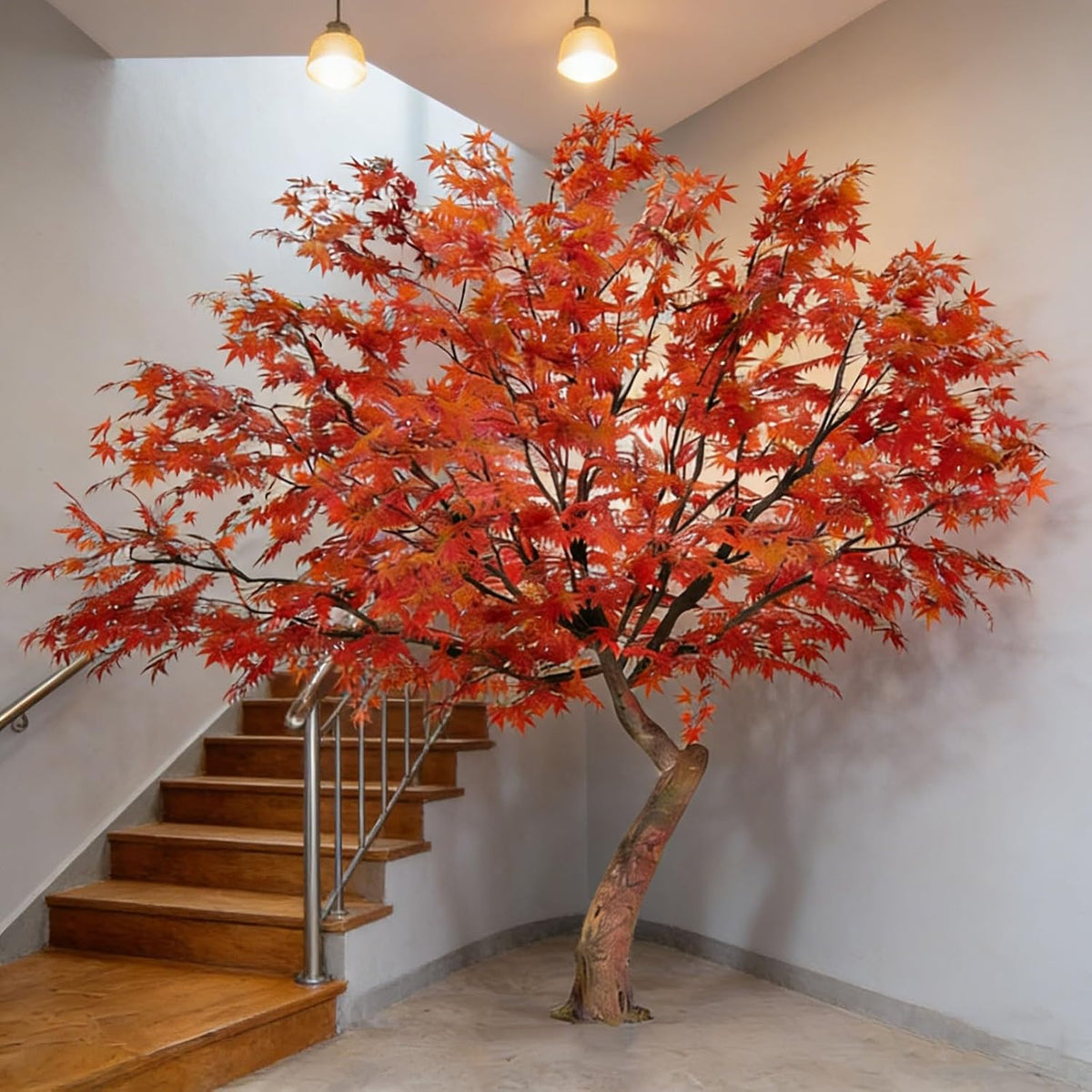 Large Japanese Red Maple Faux Tree - Artificial Tree High Fake Silk Plant for Indoor/Outdoor Scenery Upgrade Landscape (5FT)