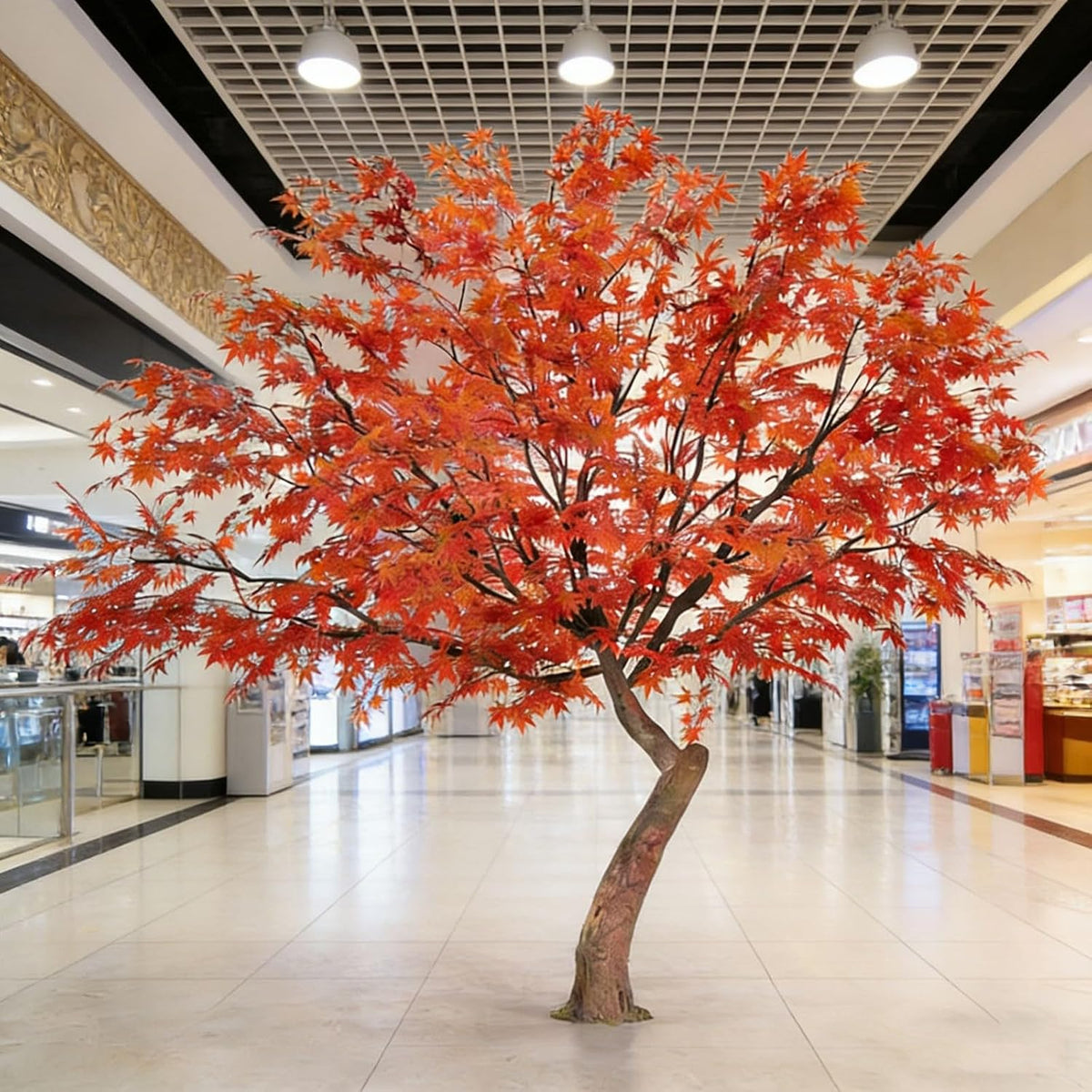 Large Japanese Red Maple Faux Tree - Artificial Tree High Fake Silk Plant for Indoor/Outdoor Scenery Upgrade Landscape (5FT)