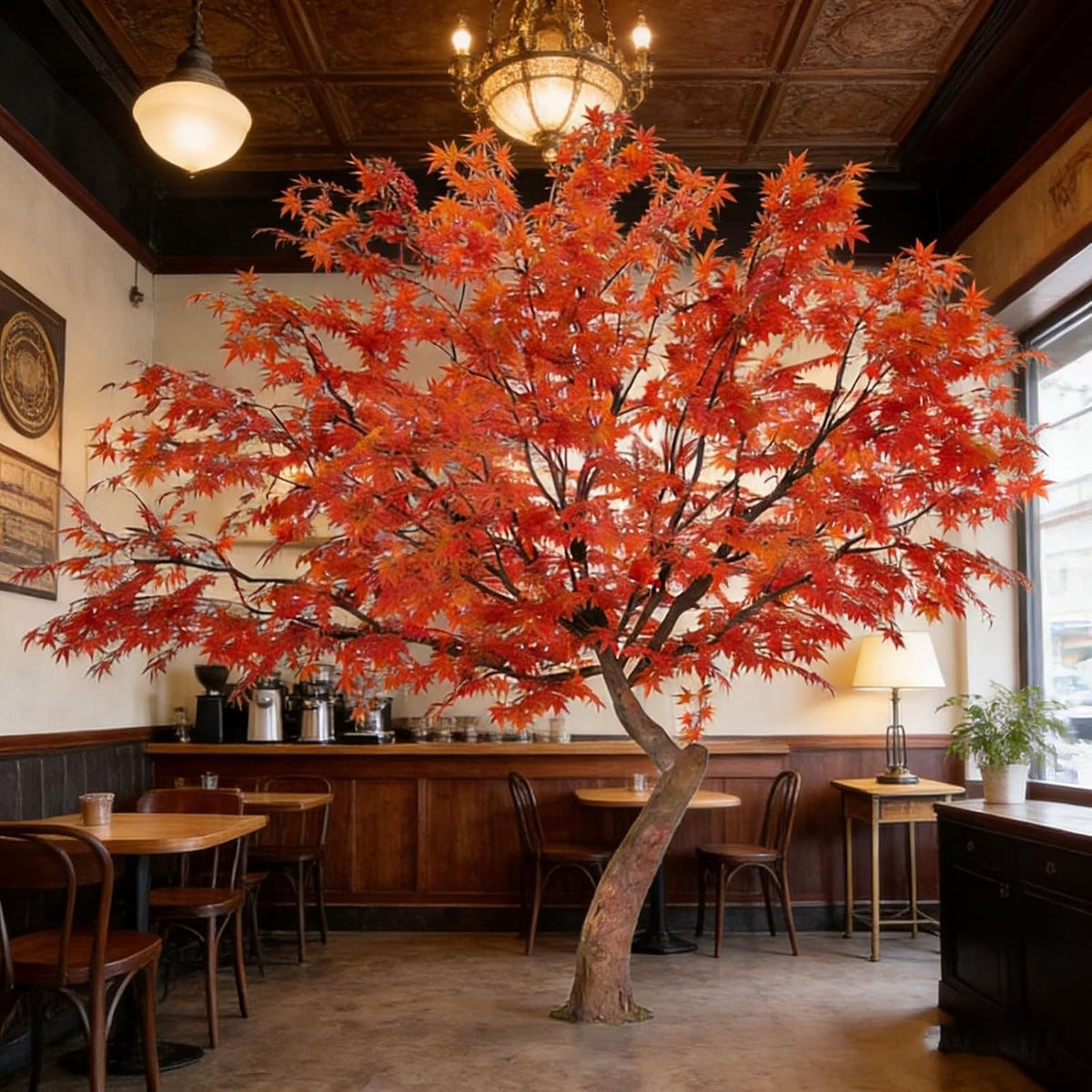 Large Japanese Red Maple Faux Tree - Artificial Tree High Fake Silk Plant for Indoor/Outdoor Scenery Upgrade Landscape (5FT)