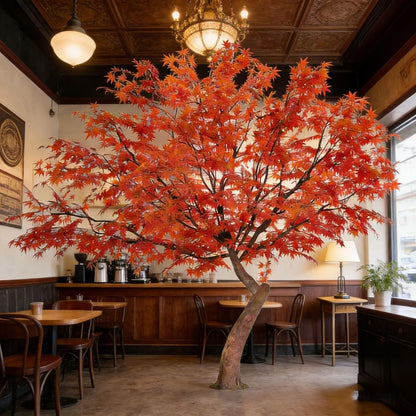 Large Japanese Red Maple Faux Tree - Artificial Tree High Fake Silk Plant for Indoor/Outdoor Scenery Upgrade Landscape (5FT)